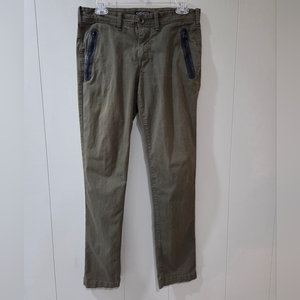 Express Slim Men's Olive Pants, 30x32